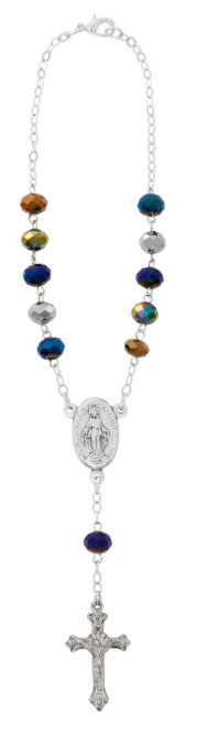 Black Aurora Multi Crystal Auto Rosary