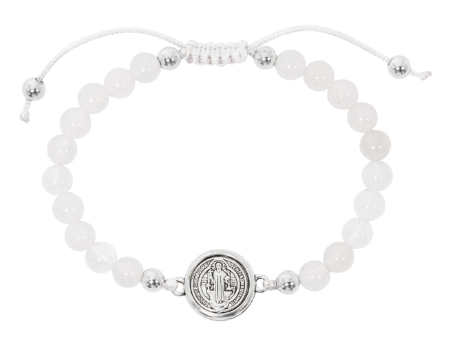 White Corded St. Benedict Bracelet