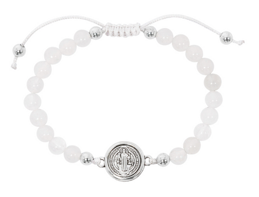 White Corded St. Benedict Bracelet