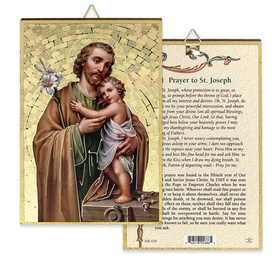 4" x 6" Gold Foil Saint Joseph Mosaic Plaque