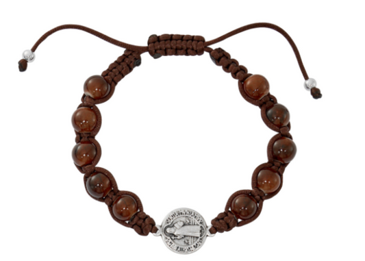 Brown/Glass Beads with St. Benedict Bracelet