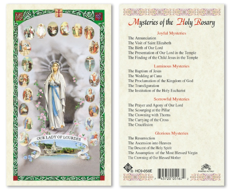 Our Lady of Lourdes - Mysteries of the Rosary Prayer Card