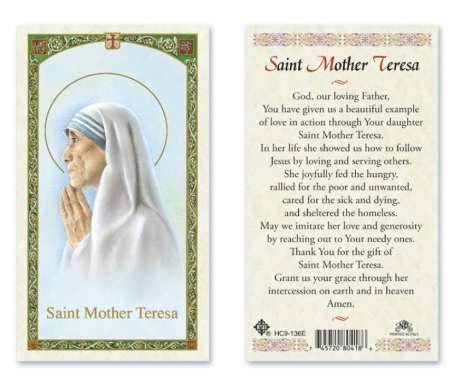 Saint Mother Teresa Prayer Card