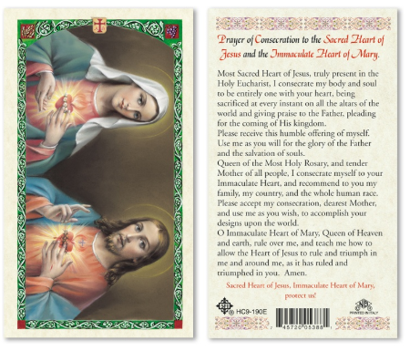 Twin Hearts - Consecration to the SHJ & IHM Prayer Card