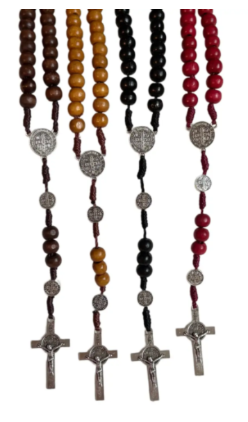 St. Benedict Wooden Rosary Assorted Colors