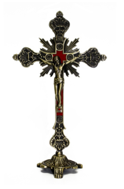 12" Standing Bronze Crucifix