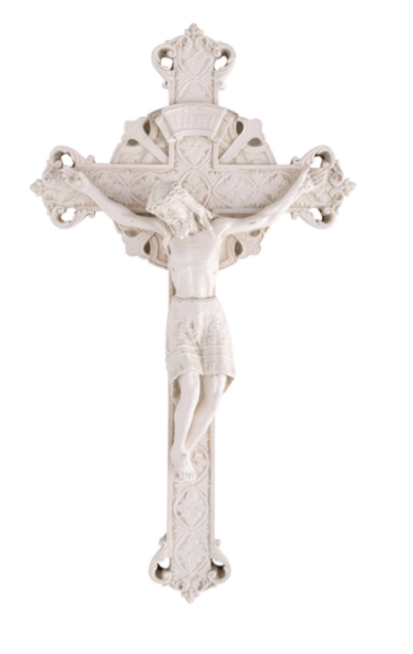9" Whitewashed Wall Crucifix