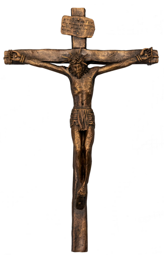 Realistic Crucifix - Antique Bronze 15"