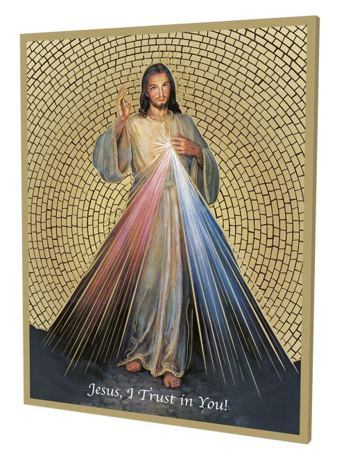 8" x 10" Gold Foil Mosaic Plaque of Divine Mercy
