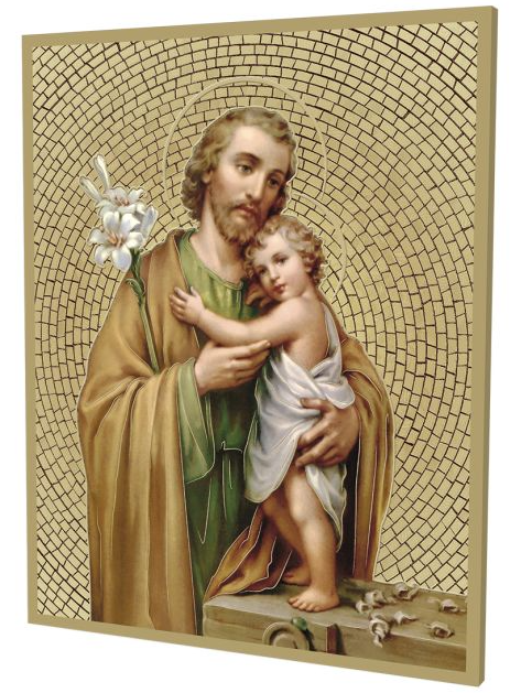 8" x 10" Gold Foil Mosaic Plaque of Saint Joseph