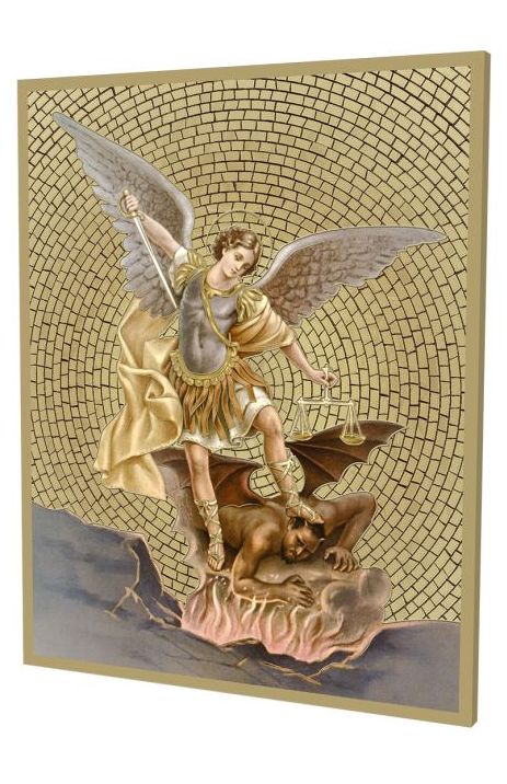8" x 10" Gold Foil Mosaic Plaque of Saint Michael