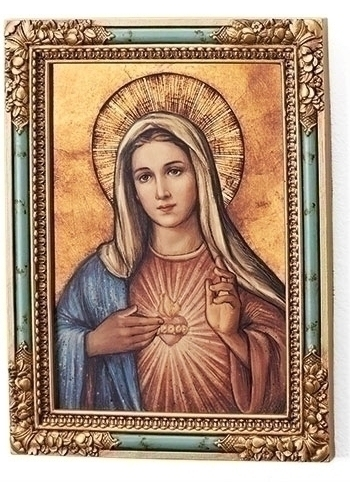 7.25"H Immaculate Heart Icon Framed Plaque
