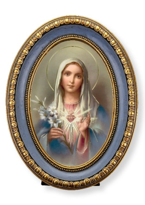 5x7 Oval Gold Leaf Frame - Immaculate Heart of Mary