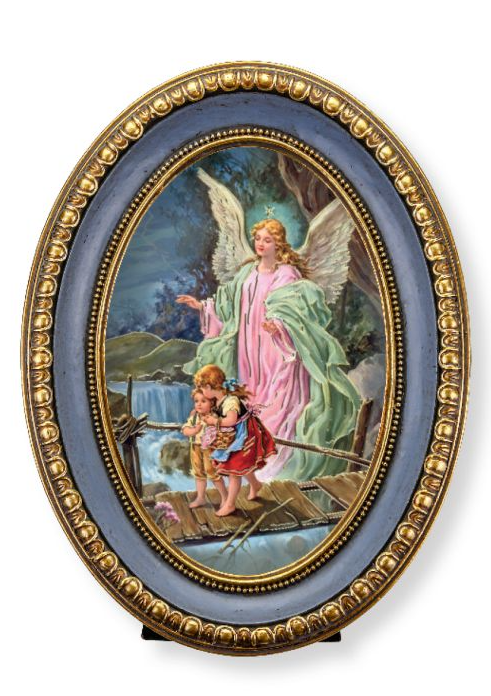 5x7 Oval Gold Leaf Frame - Guardian Angel