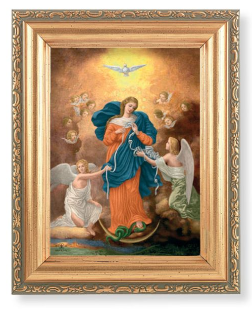 5.5" x 7" Antique Gold Frame with an Our Lady Untier of Knots Print