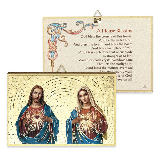 4" x 6" Gold Foil The Sacred Hearts Mosaic Plaque