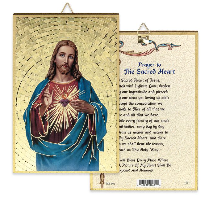 4" x 6" Gold Foil Sacred Heart of Jesus Mosaic Plaque