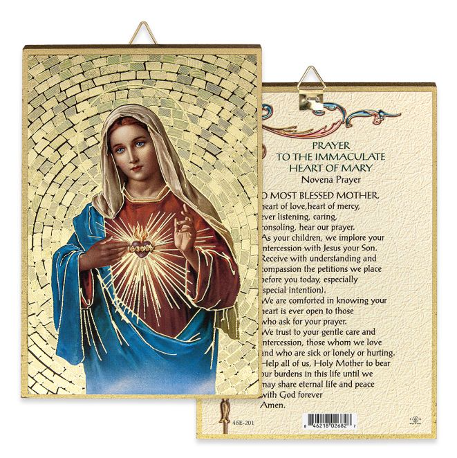 4" x 6" Gold Foil Immaculate Heart of Mary Mosaic Plaque