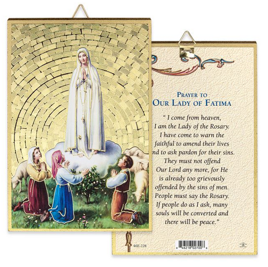 4" x 6" Gold Foil Our Lady of Fatima Mosaic Plaque