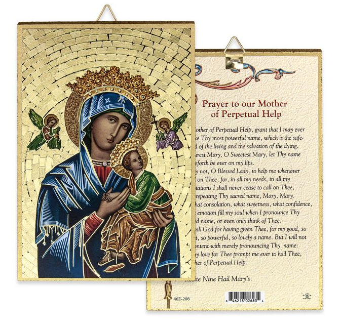 4" x 6" Gold Foil Our Lady of Perpetual Help Mosaic Plaque