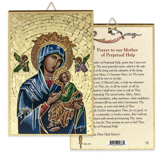 4" x 6" Gold Foil Our Lady of Perpetual Help Mosaic Plaque
