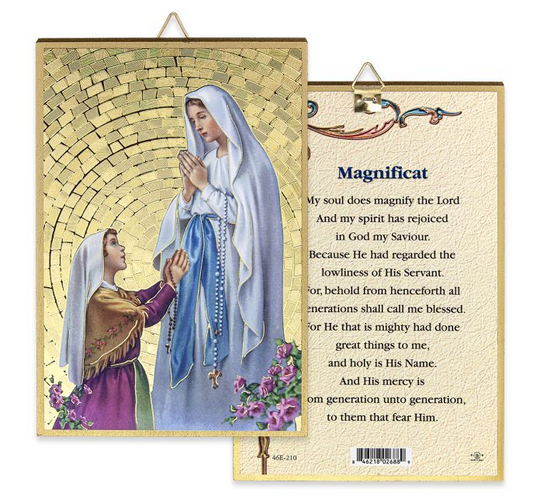 4" x 6" Gold Foil Our Lady of Lourdes Mosaic Plaque