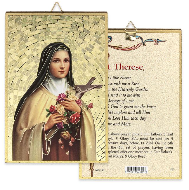 4" x 6" Gold Foil Saint Therese Mosaic Plaque