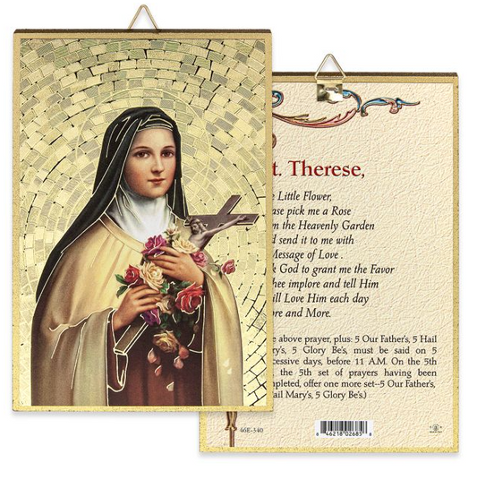 4" x 6" Gold Foil Saint Therese Mosaic Plaque