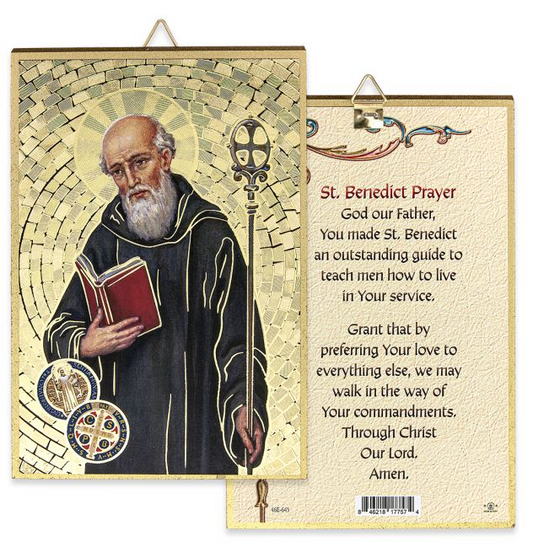 4" x 6" Gold Foil Saint Benedict Mosiac Plaque