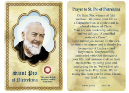 St. Pio Relic Card