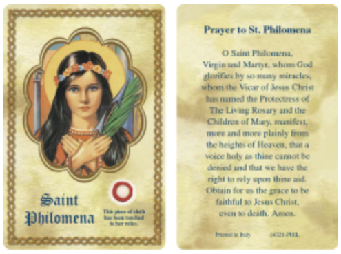 St. Philomena Relic Card