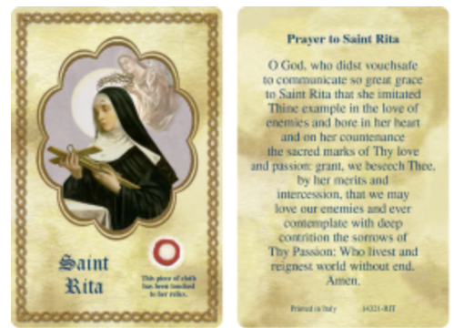 St. Rita Relic Card
