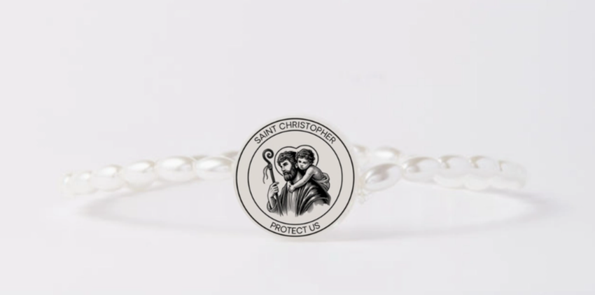 Holy Water St. Christopher Bracelet - Crystal Pearl