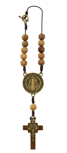 Brown Wood St. Benedict Auto Rosary