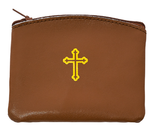 Brown Leather Rosary Case