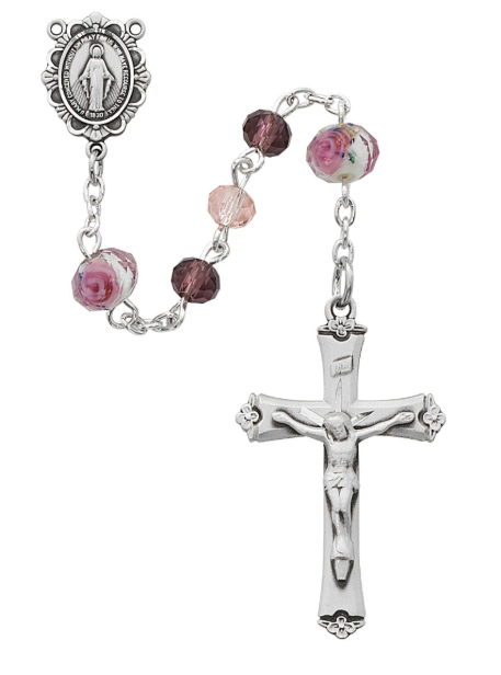Sterling Silver Pink & Purple Rosary