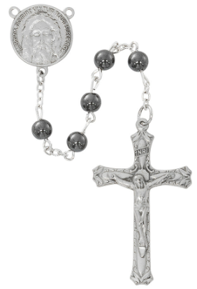 Hematite Holy Face of Jesus Rosary