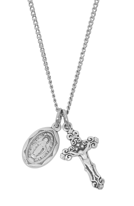 Sterling Silver Crucifix & Miraculous Medal