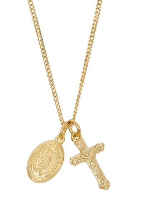 Gold Over Sterling Silver Crucifix & Miraculous Medal