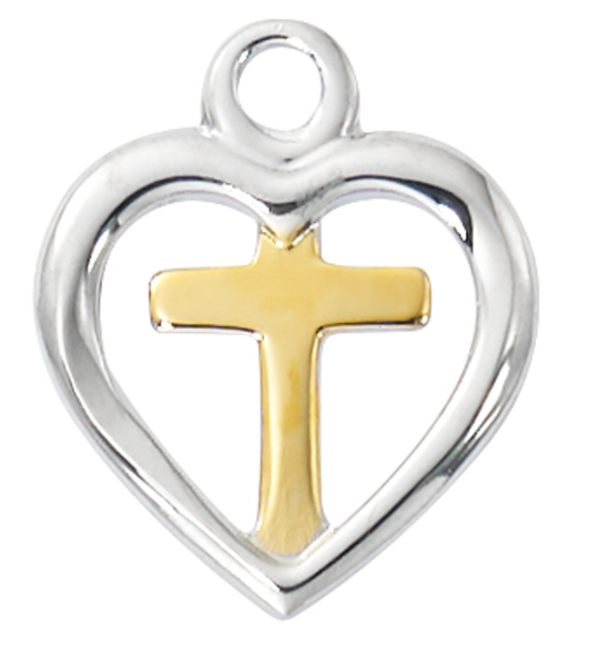 Sterling Silver Heart Cross
