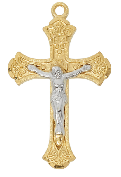 Gold Over Sterling Two Tone Crucifix