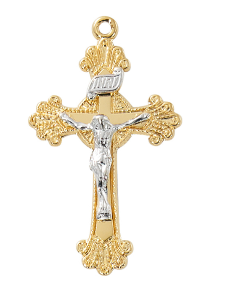 Gold Over Sterling Two Tone Crucifix