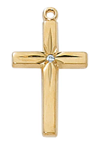 Gold Over Sterling Cross with Cubic Zirconia