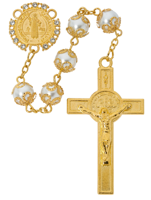 Gold Pearl St. Benedict Rosary