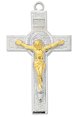 Sterling Silver Two Tone St. Benedict Crucifix