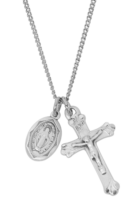 Sterling Silver Crucifix & Miraculous