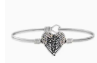 Angel Wing Heart Bangle Bracelet with Crystals