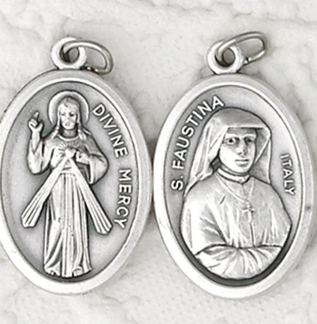 St Faustina / Divine Mercy - 1 inch Double Sided Medal