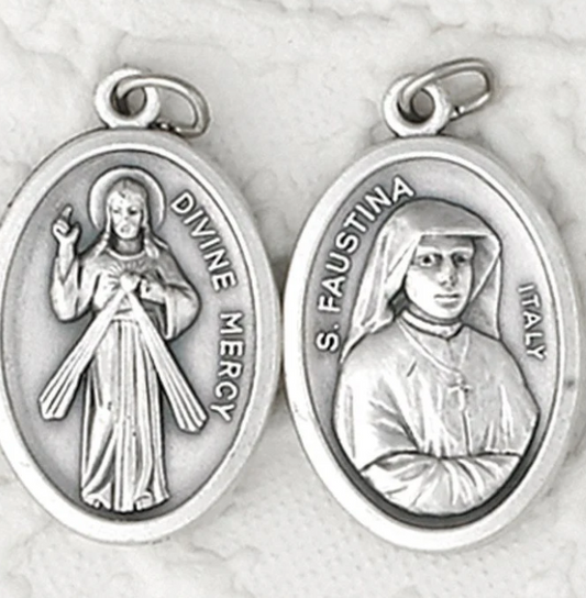 St Faustina / Divine Mercy - 1 inch Double Sided Medal