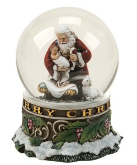 5.5" Musical Kneeling Santa with Baby Jesus